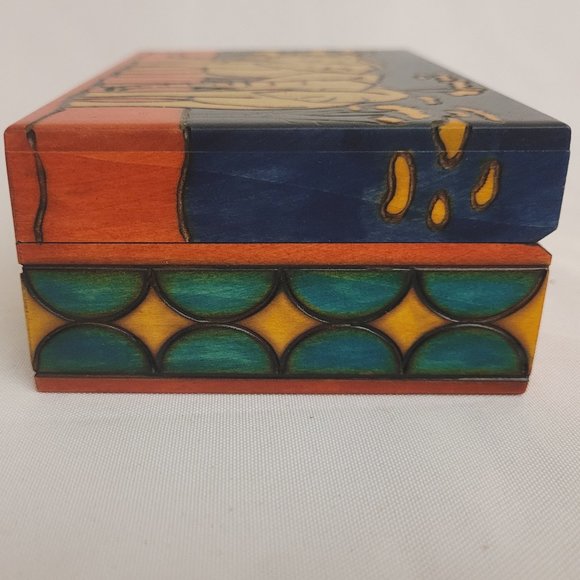 Carved and Painted Wood Elephant Box - Picture 3 of 11